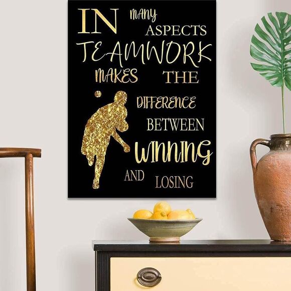 Baseball Player Sport Abstract Wall Art Print, Black Gold Motivational Quoted - Picture 2 of 3